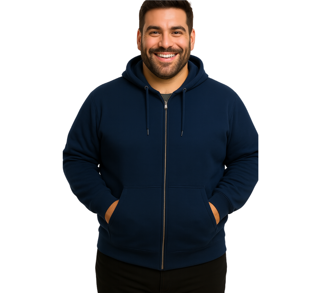 Polerón Canguro Con Cierre Azul Marino Tallas grandes MASX Chile