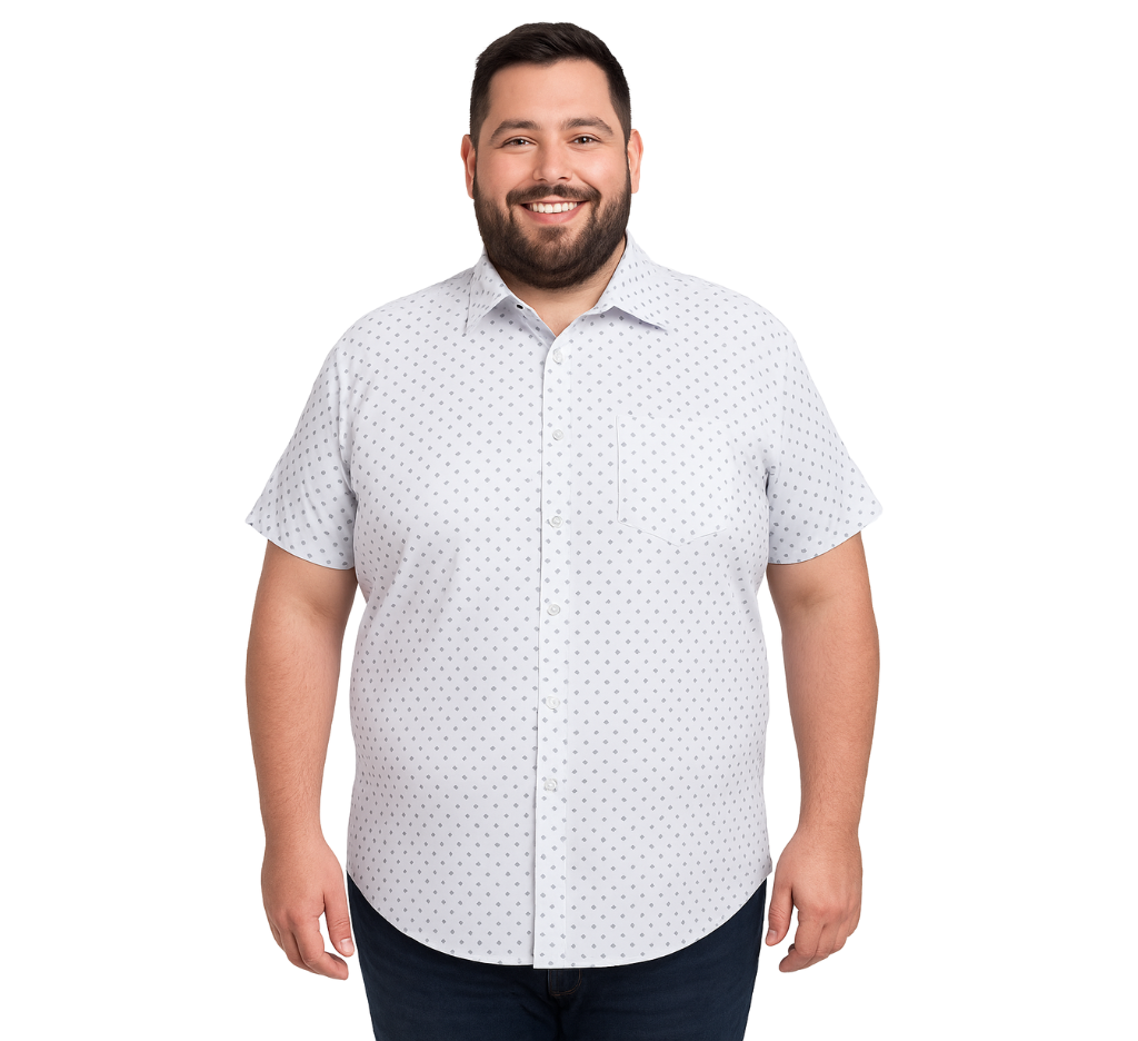 Camisa manga corta blanca rombo Tallas grandes | MASX Chile