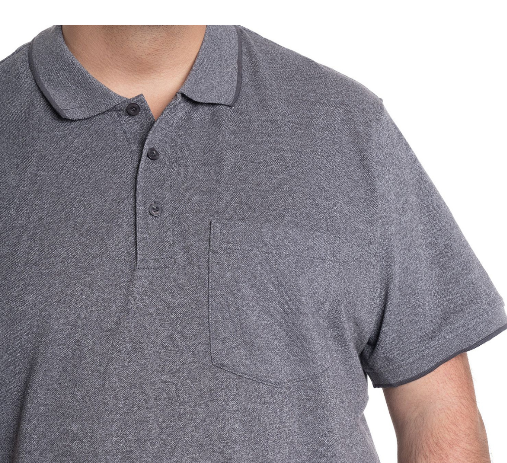 Polera Piqué melange 004 gris oscuro M/C Tallas Grandes | MASX Chile