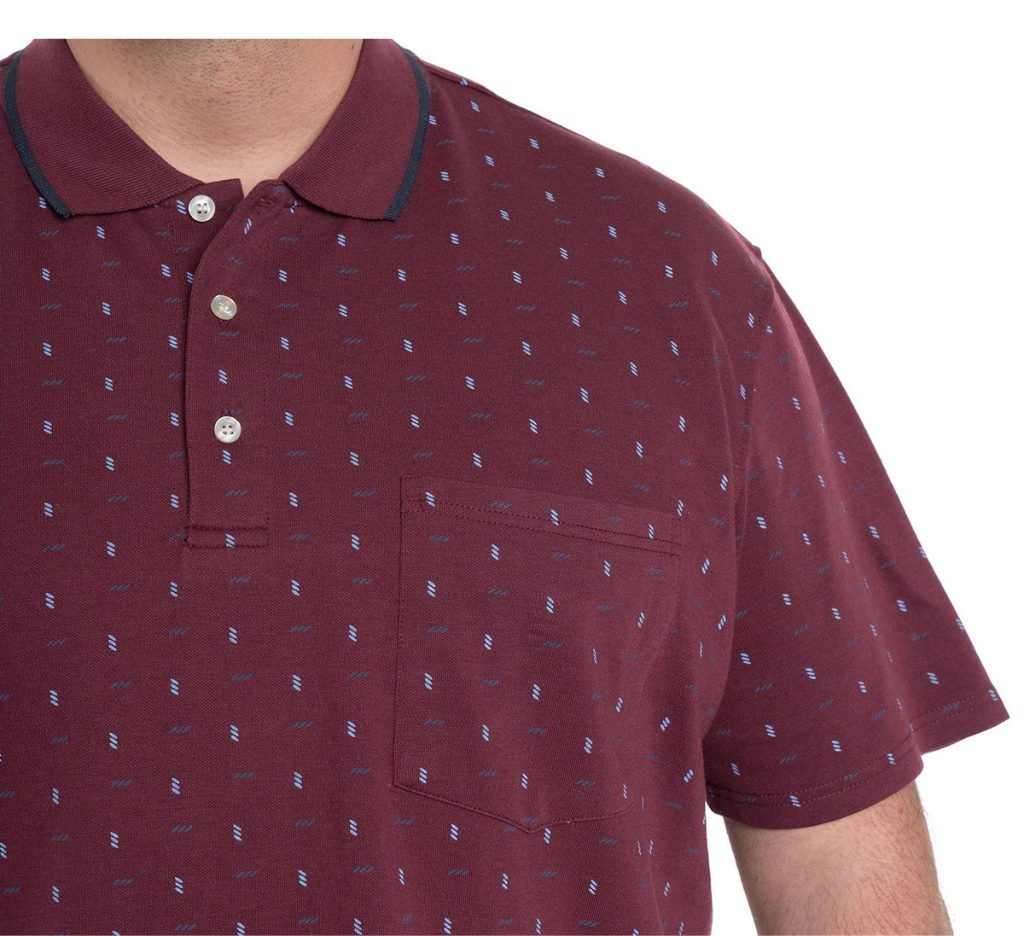 Polera Piqué estampada 556 diseño burdeo M/C Tallas Grandes | MASX Chile