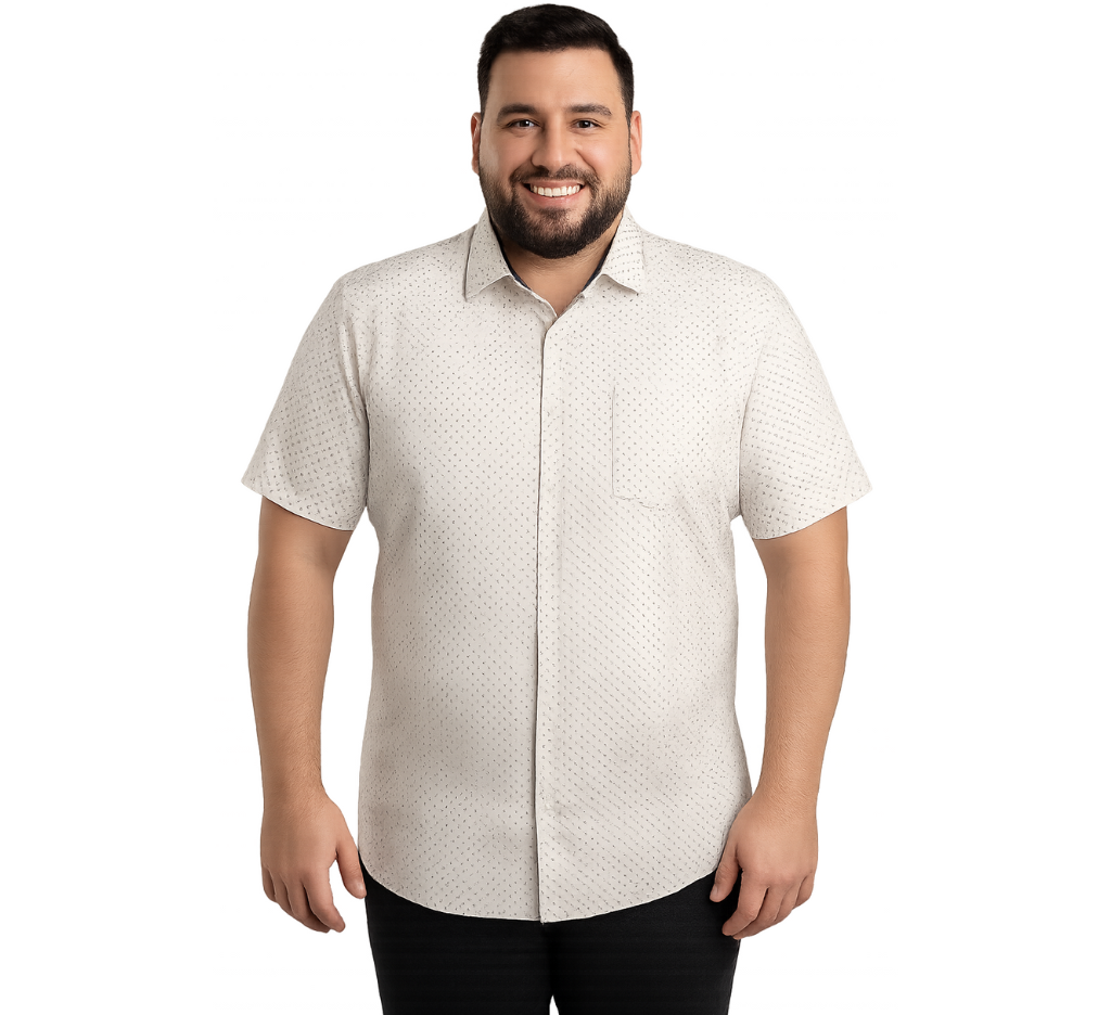 Camisa manga corta blanco puntos m9 Tallas grandes | MASX Chile