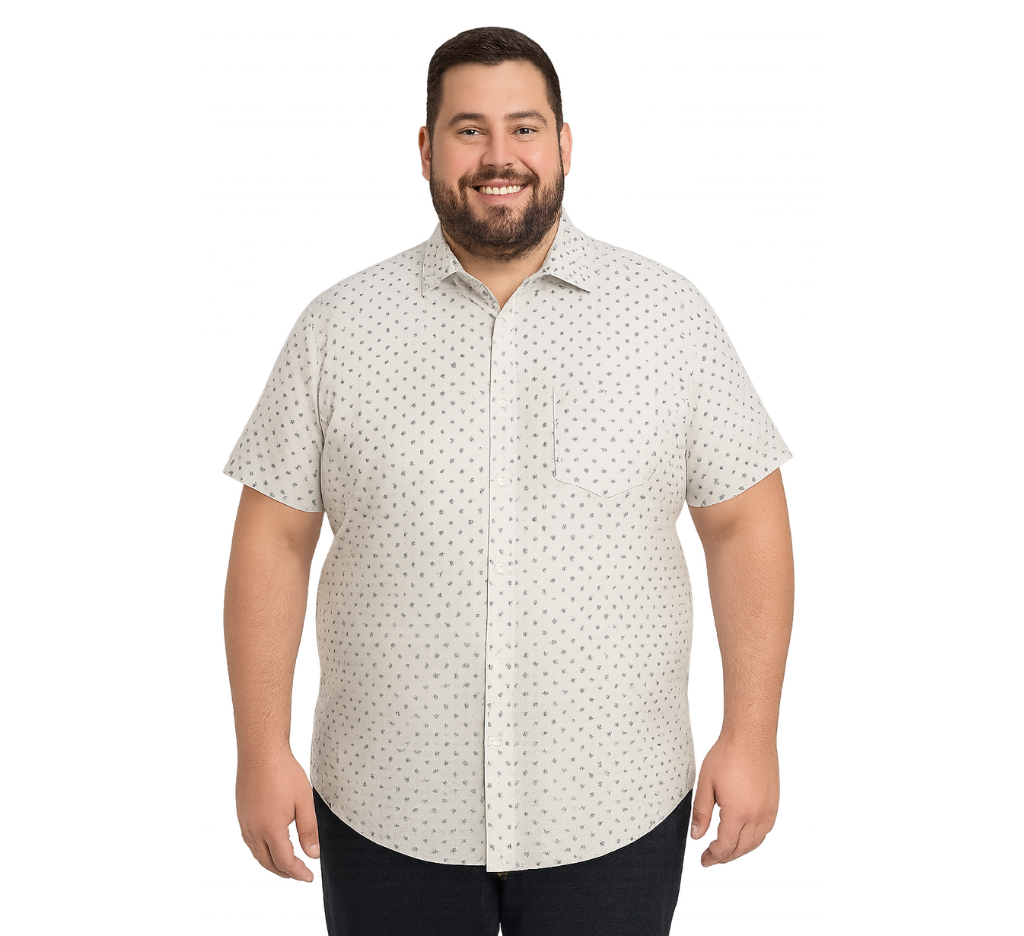 Camisa manga corta blanca v Tallas grandes | MASX Chile