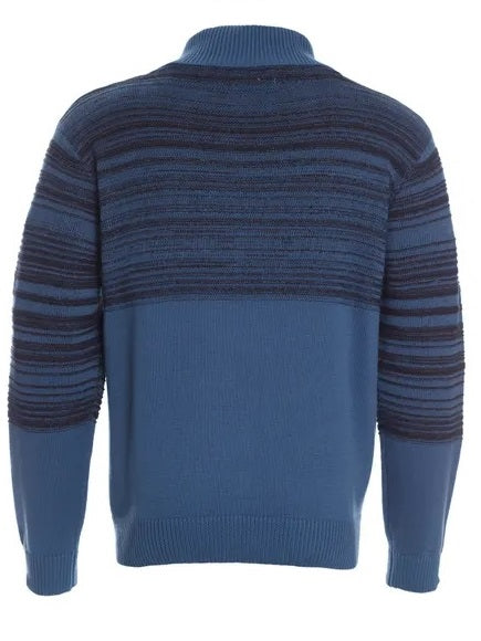 Sweater Detalle Cuello Azul Jaspeado