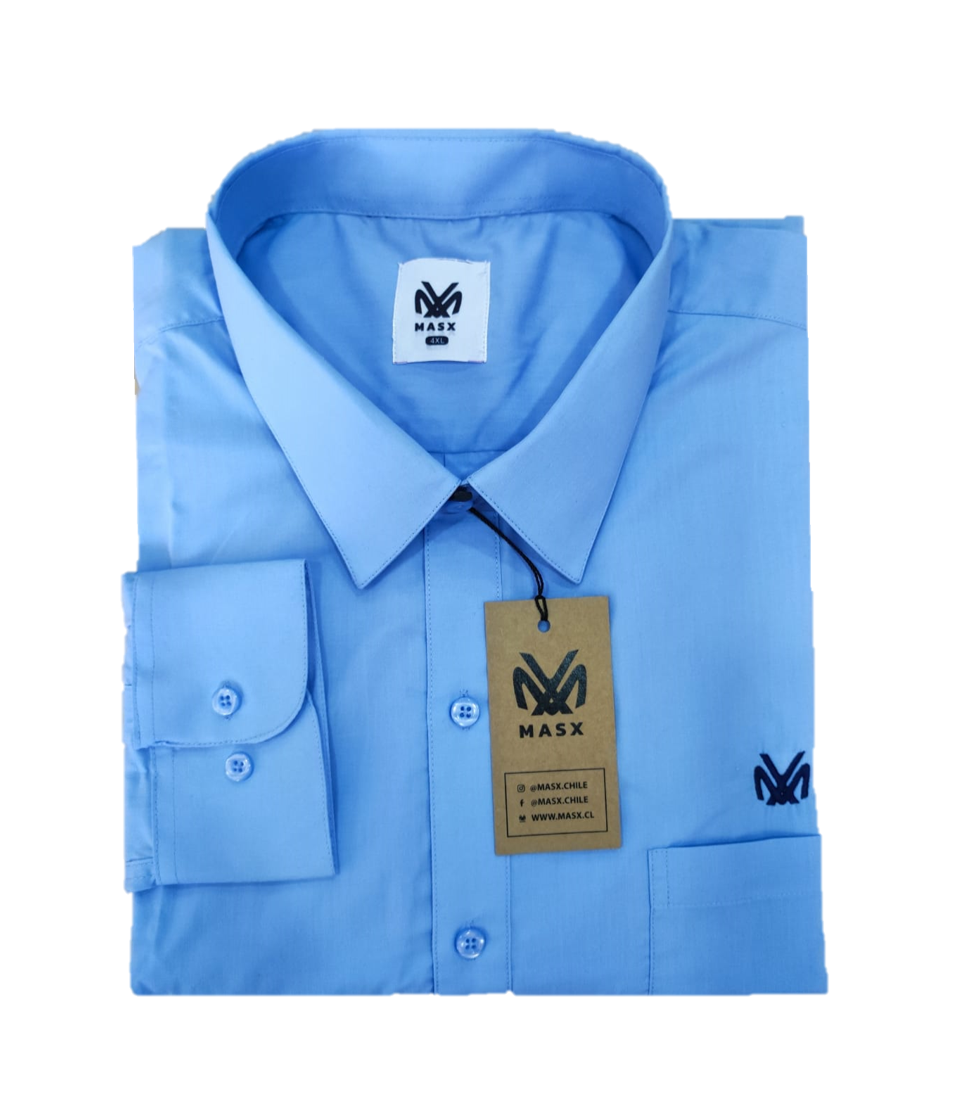 Camisa formal celeste lisa M/L - Tallas grandes