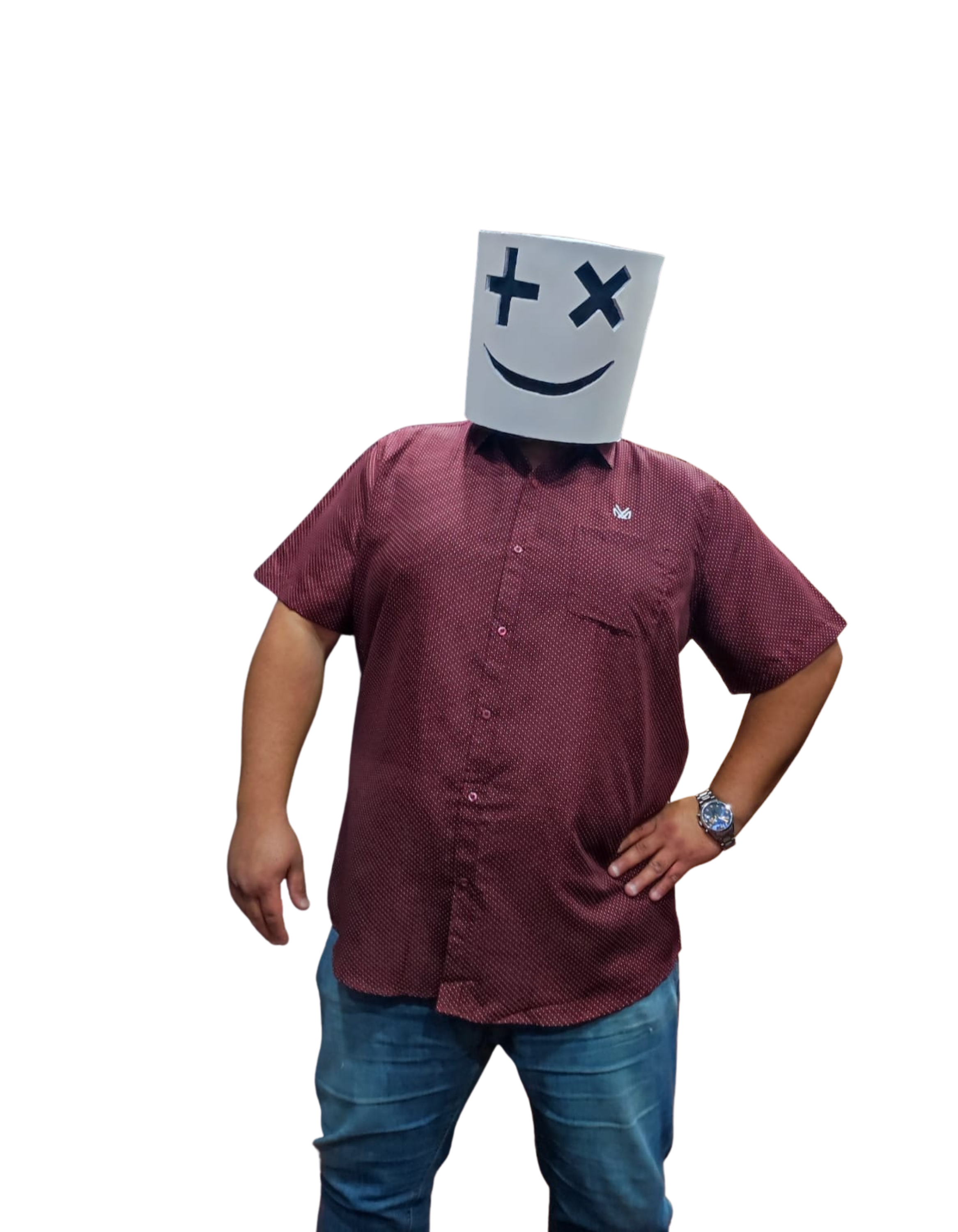 Camisa manga corta burdeo puntos Tallas grandes | MASX Chile