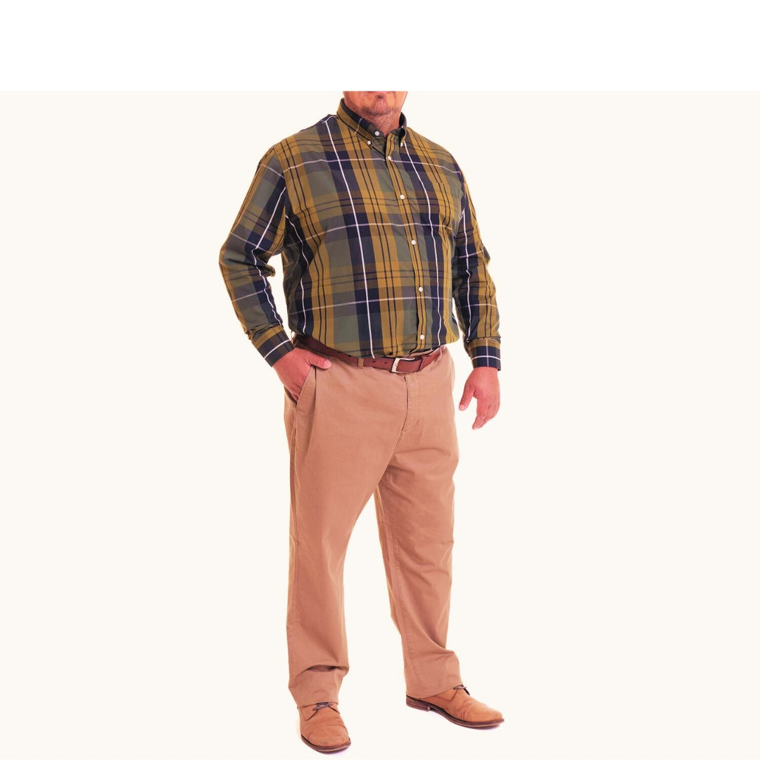 Pantalón frente plano slim fit spandex 090 tostado Tallas Grandes | MASX Chile