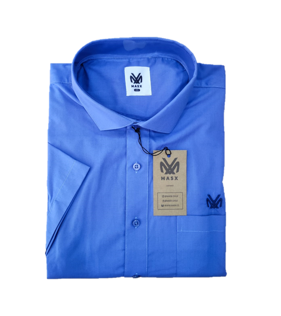 CAMISA SEMIFORMAL AZUL M/C Tallas grandes | MASX Chile