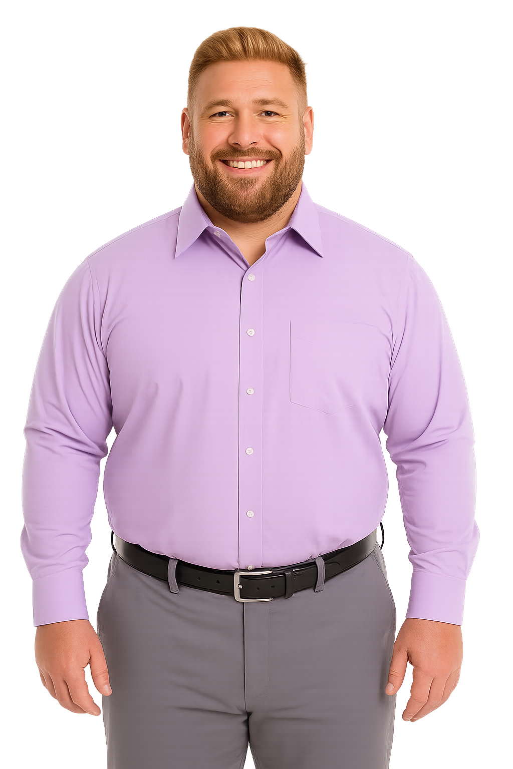 Camisa 062 lavanda lisa cuello italiano regular fit M/L Tallas grandes | MASX Chile