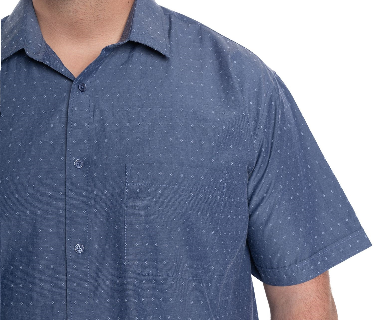 Camisa dobby sport 579 diseño azul marino manga corta slim fit | MASX Chile