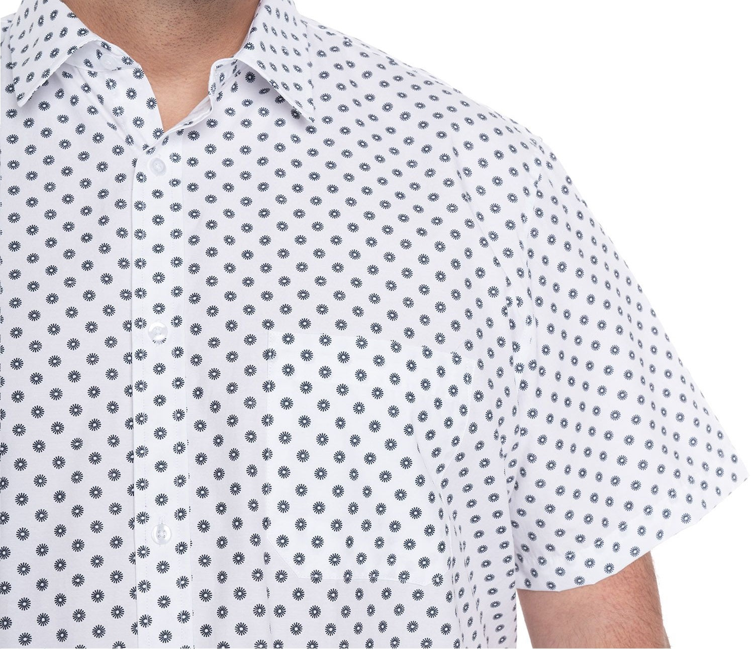 Camisa fantasía estampada cuello semi italiano 501 diseño blanco slim fit | MASX Chile