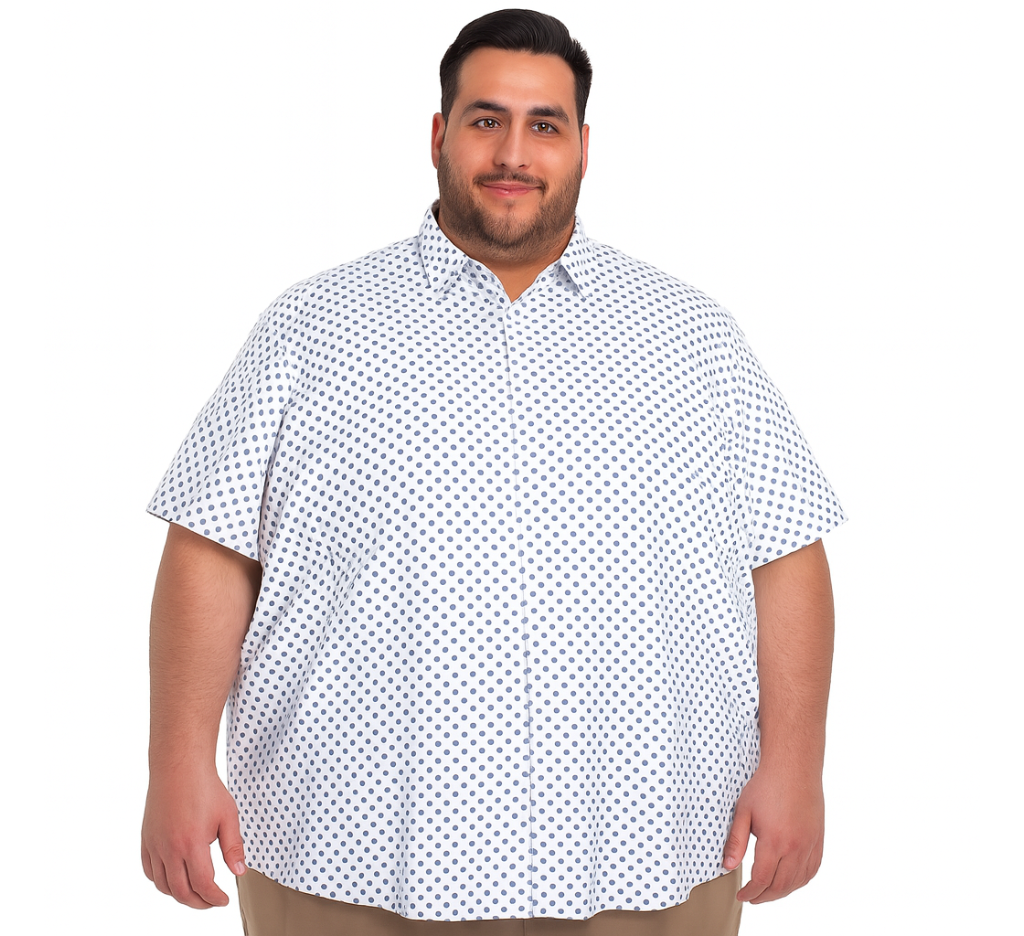 Camisa fantasía estampada cuello semi italiano 501 diseño blanco slim fit | MASX Chile