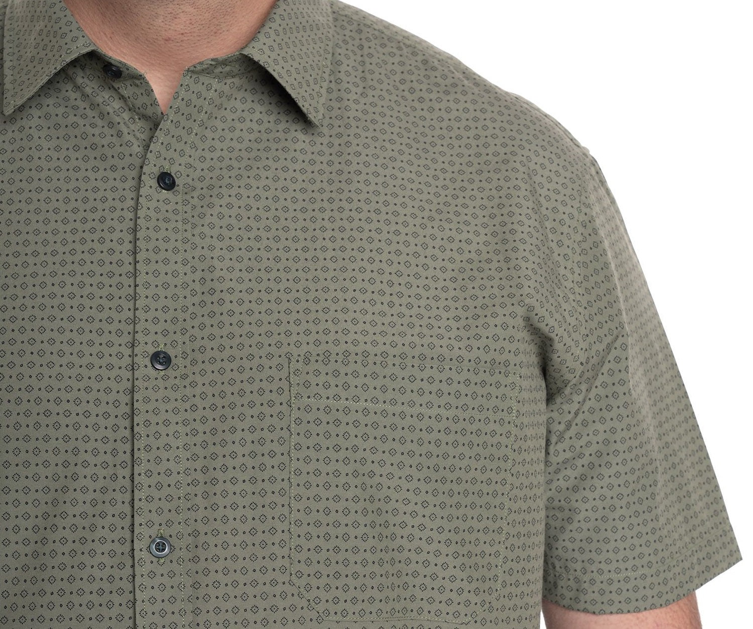 Camisa fantasía estampada cuello semi italiano 517 verde musgo slim fit | MASX Chile