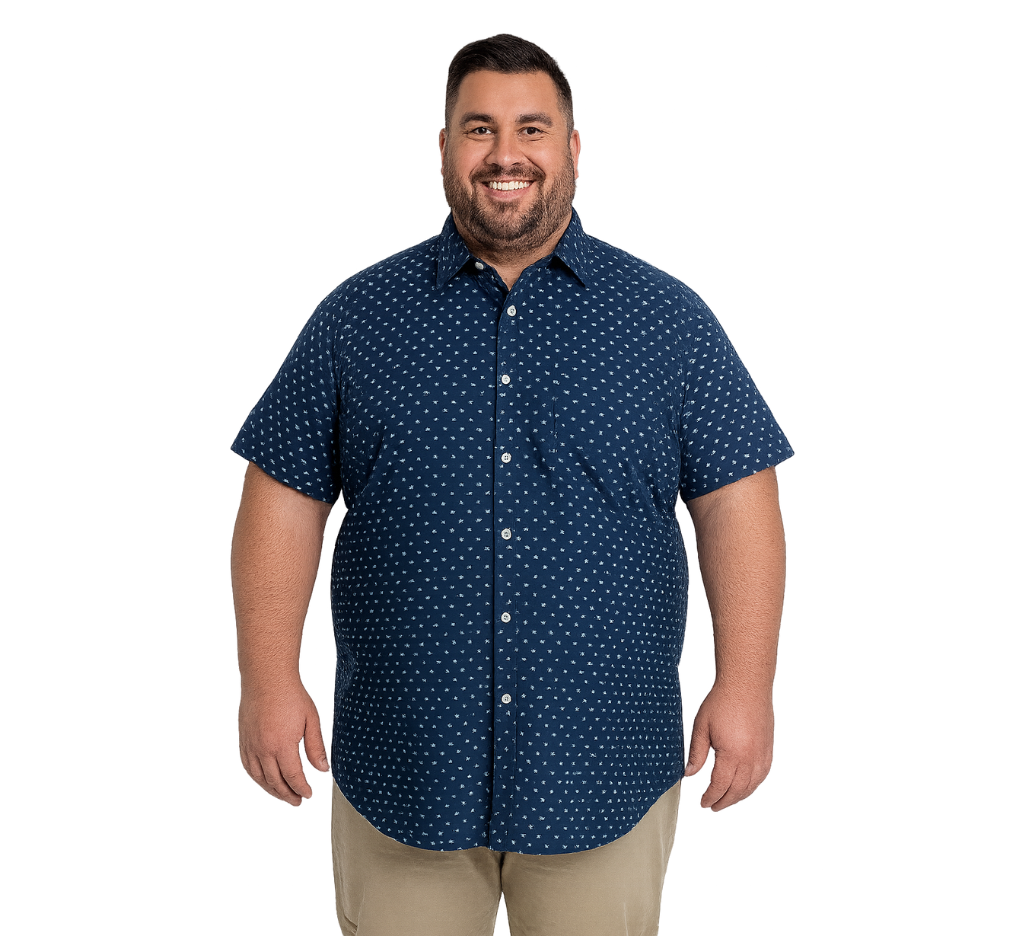 Camisa fantasía estampada cuello semi italiano 579 celeste claro slim fit | MASX Chile