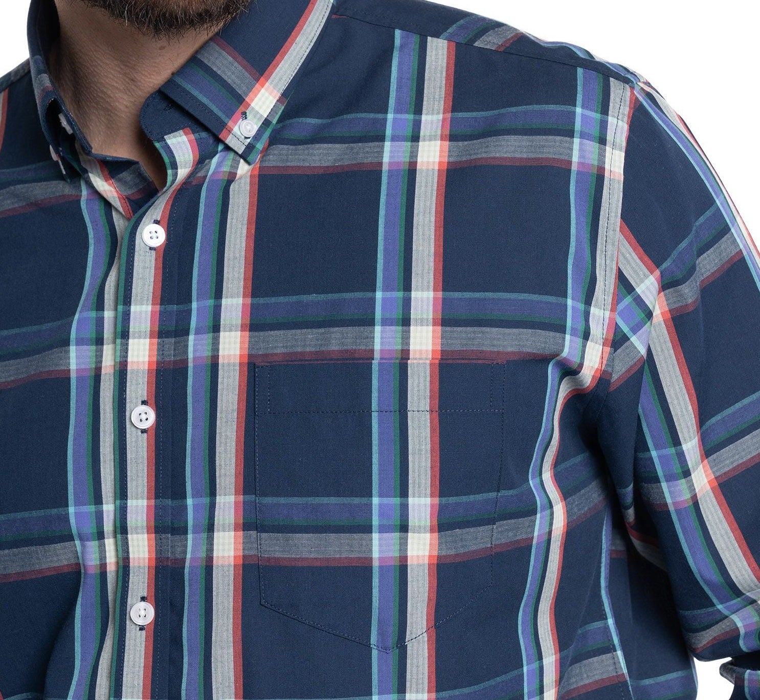 Camisa fantasía premium 579 diseño azul marino manga larga regular fit | MASX Chile