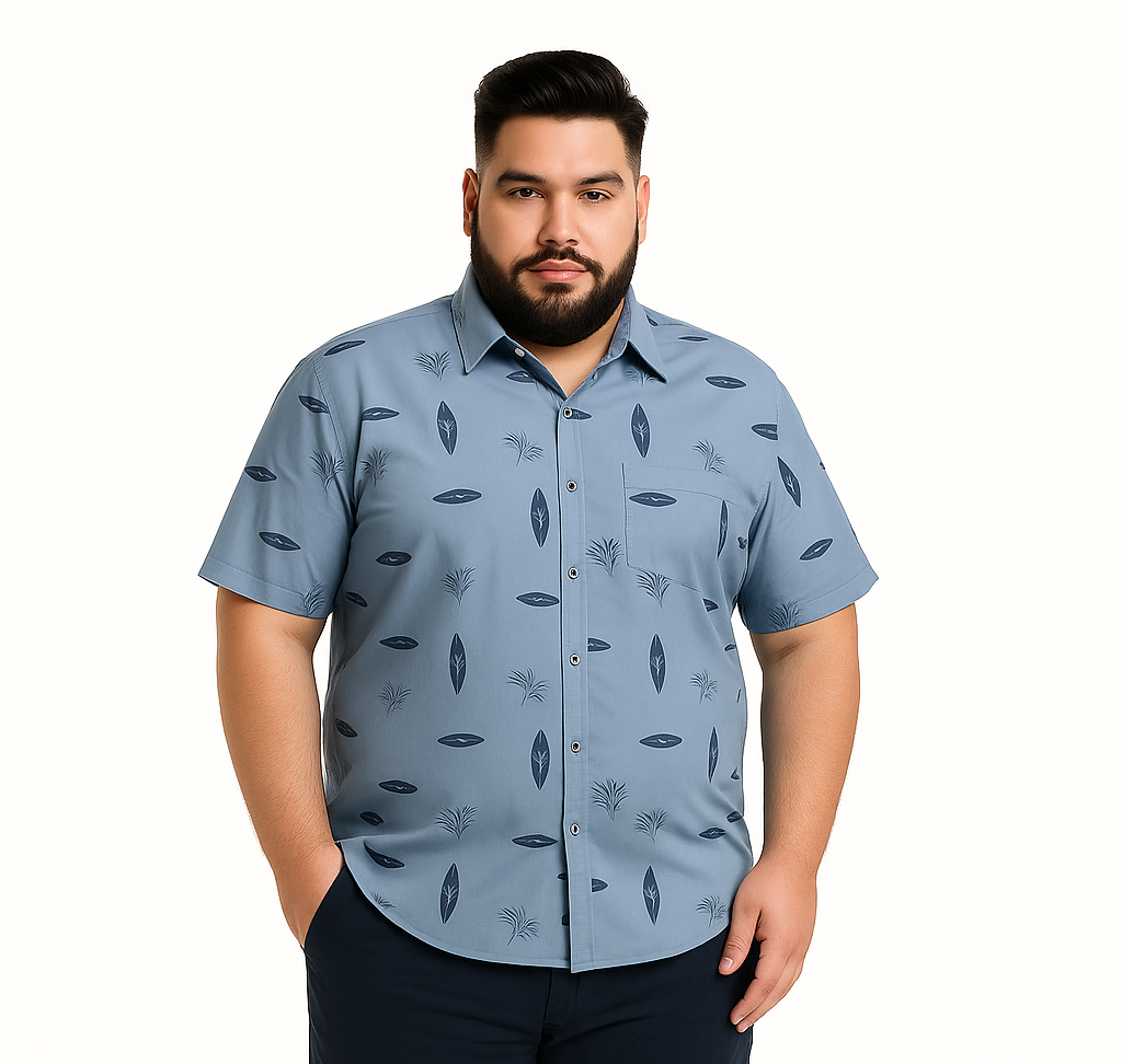 Camisa guayabera slim fit gris medio Tallas grandes | MASX Chile