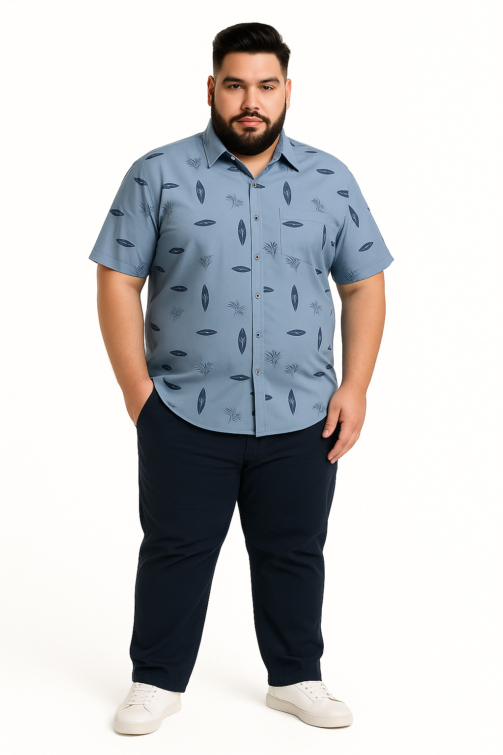 Camisa guayabera slim fit gris medio Tallas grandes | MASX Chile