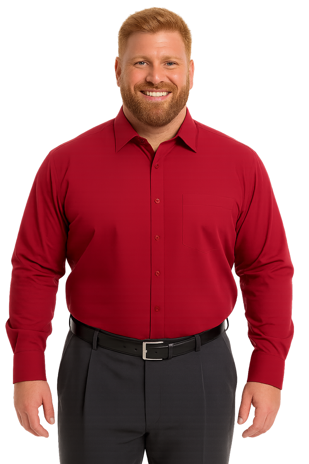 Camisa lisa cuello italiano regular fit 055 rojo oscuro Tallas grandes | MASX Chile