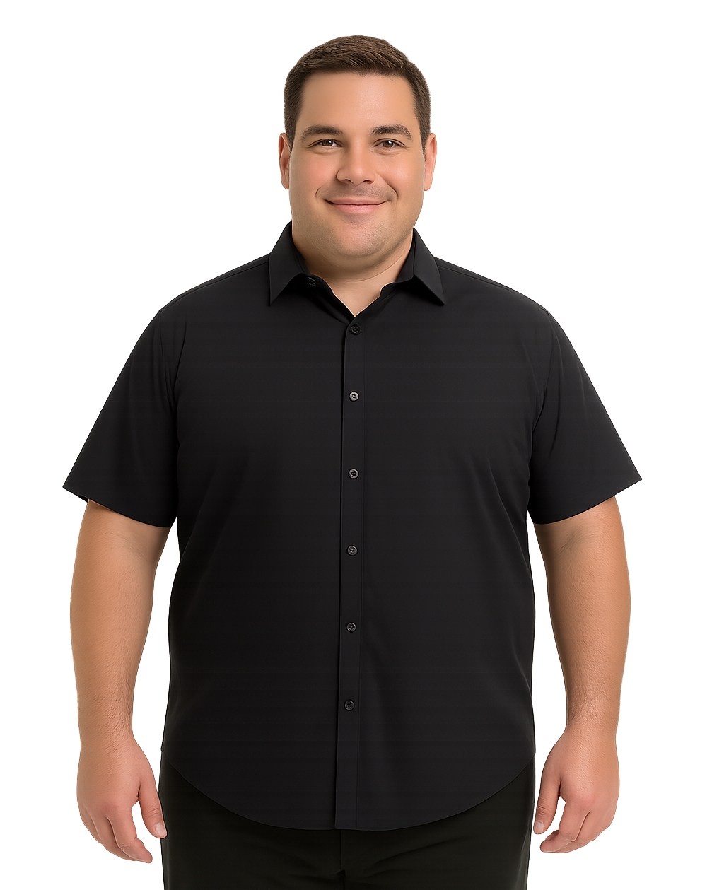 Camisa lisa manga corta regular fit 009 negro Tallas grandes | MASX Chile