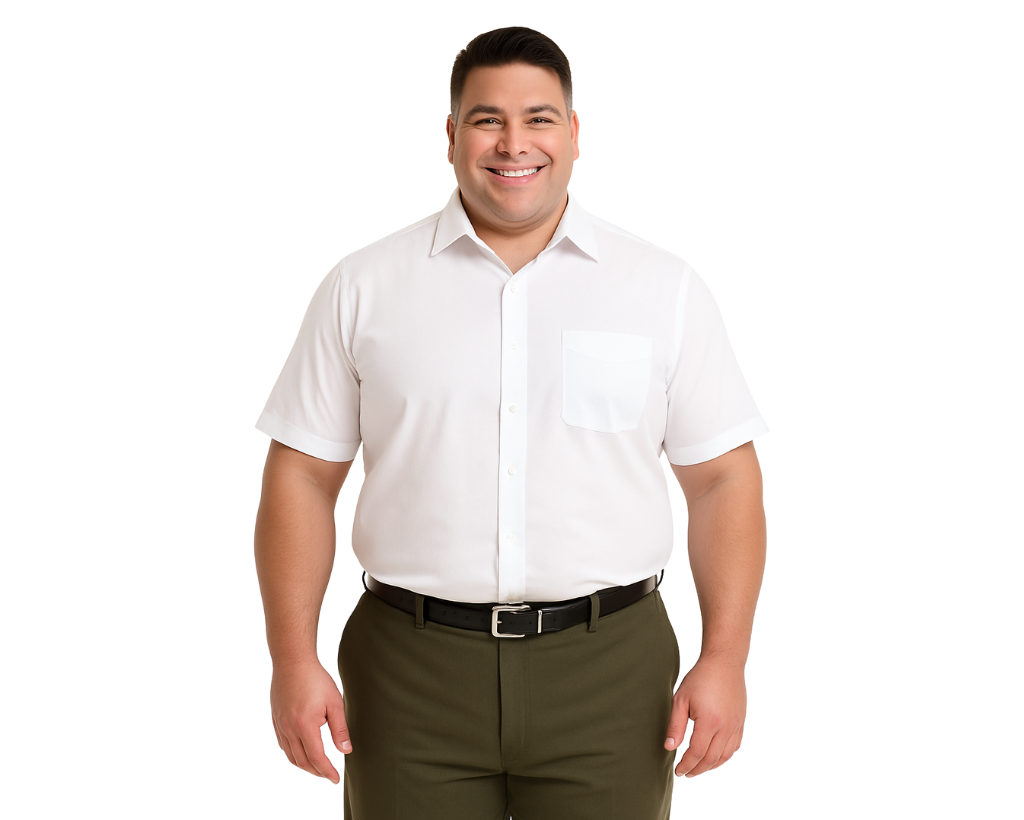 Camisa lisa manga corta regular fit blanco Tallas grandes | MASX Chile