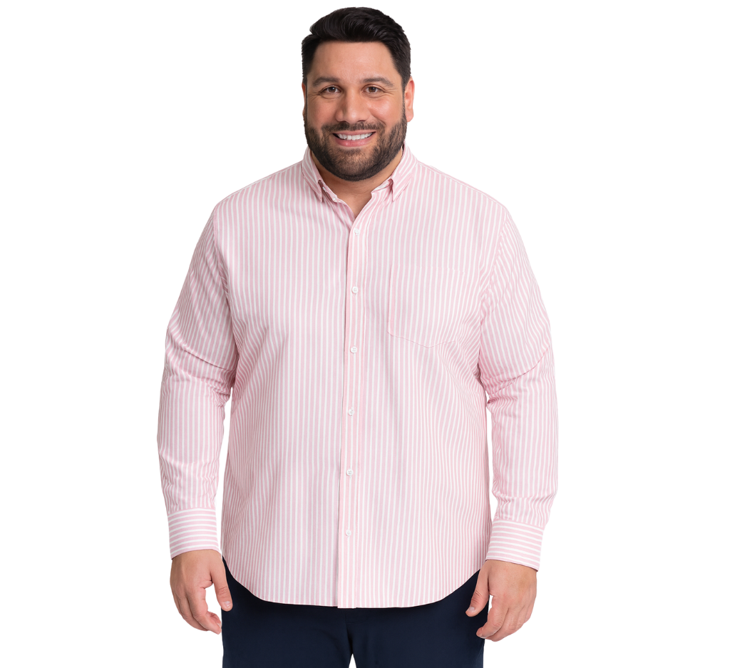 Camisa listada premium manga larga regular fit 551 diseño rosado medio Tallas grandes | MASX Chile
