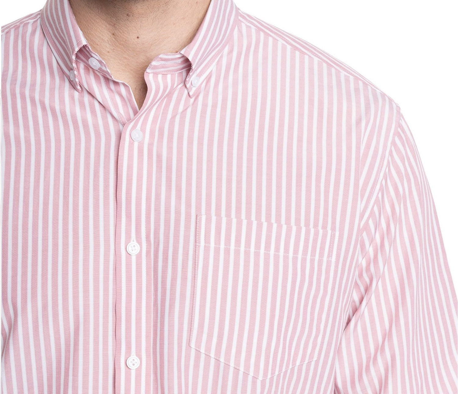 Camisa listada premium manga larga regular fit 551 diseño rosado medio Tallas grandes | MASX Chile