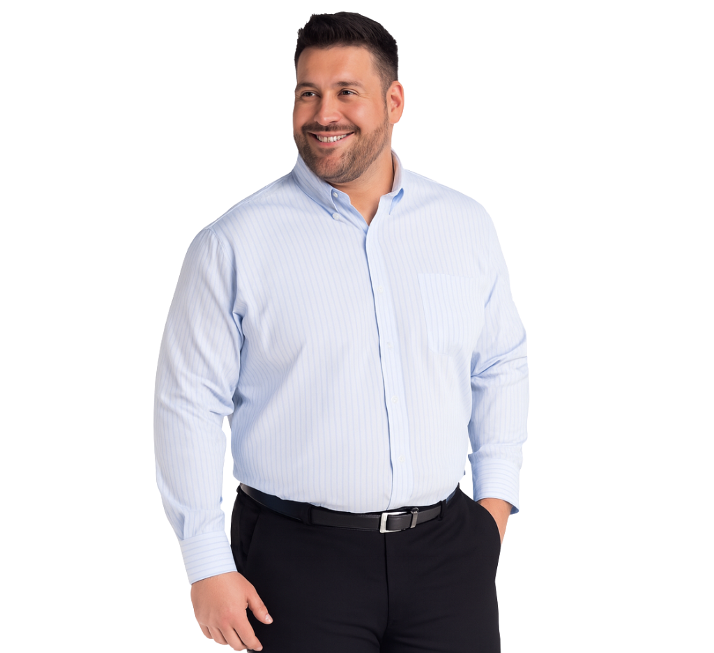 Camisa listada premium manga larga regular fit 570 diseño celeste | MASX Chile