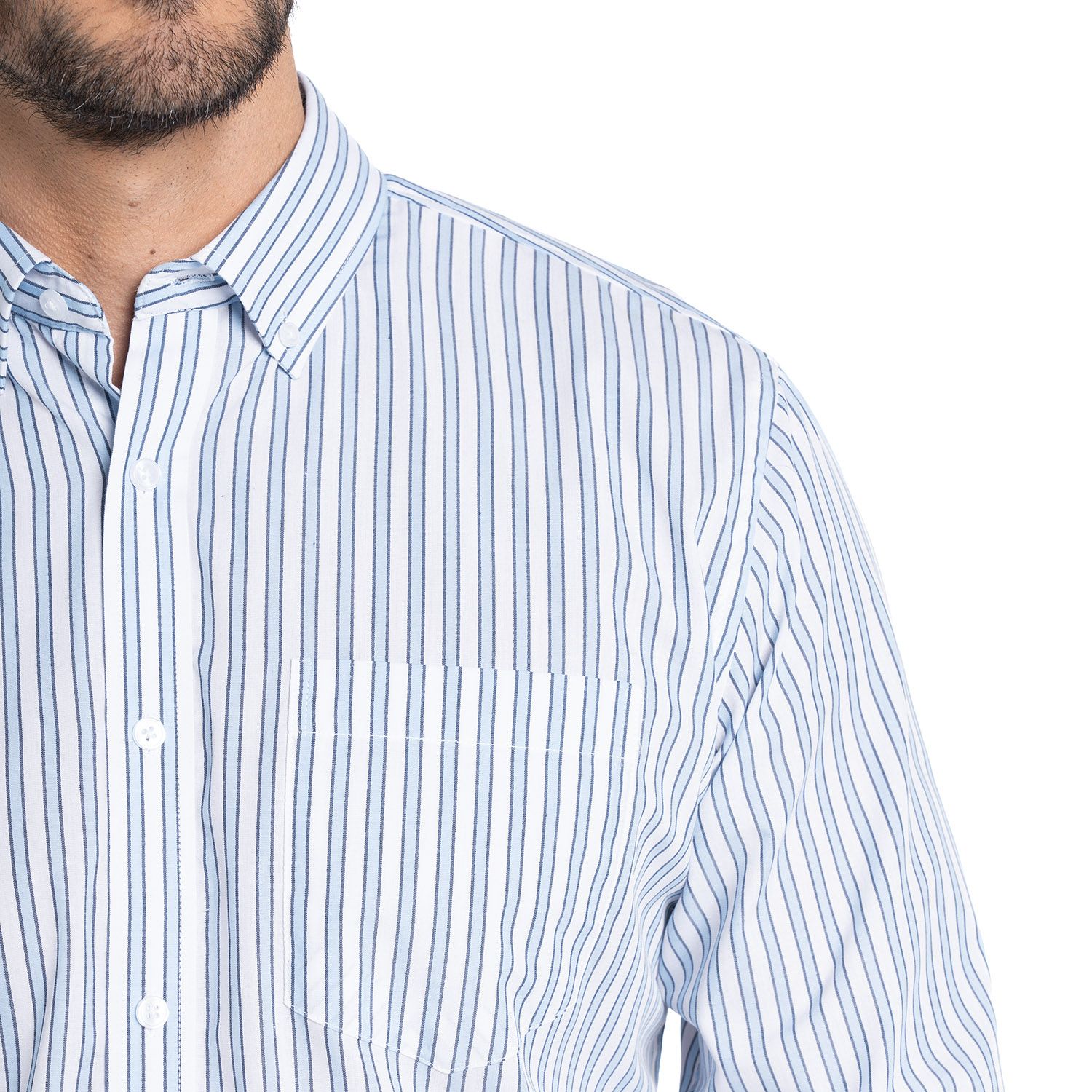 Camisa listada premium manga larga regular fit 588 diseño calipso oscuro | MASX Chile