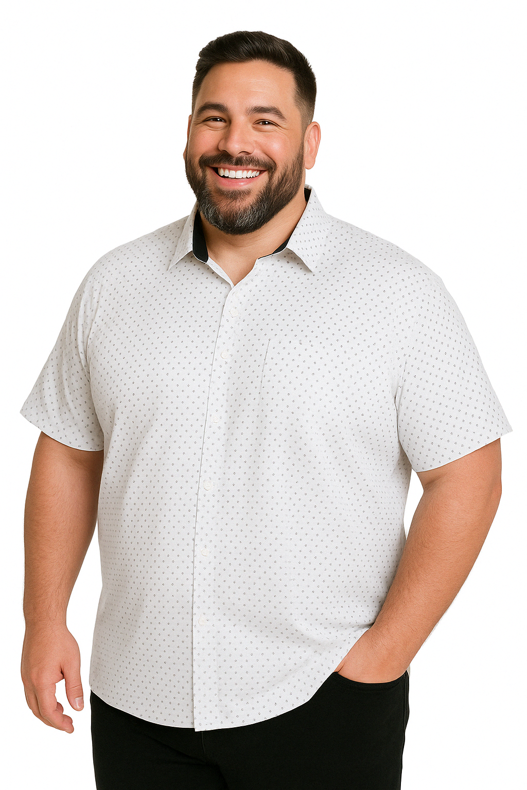Camisa manga corta blanco v m11 Tallas grandes | MASX Chile