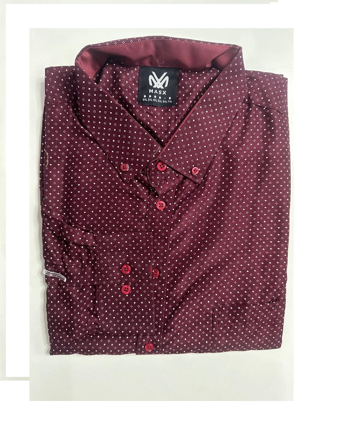 Camisa manga corta burdeo doble rombo Tallas grandes | MASX Chile