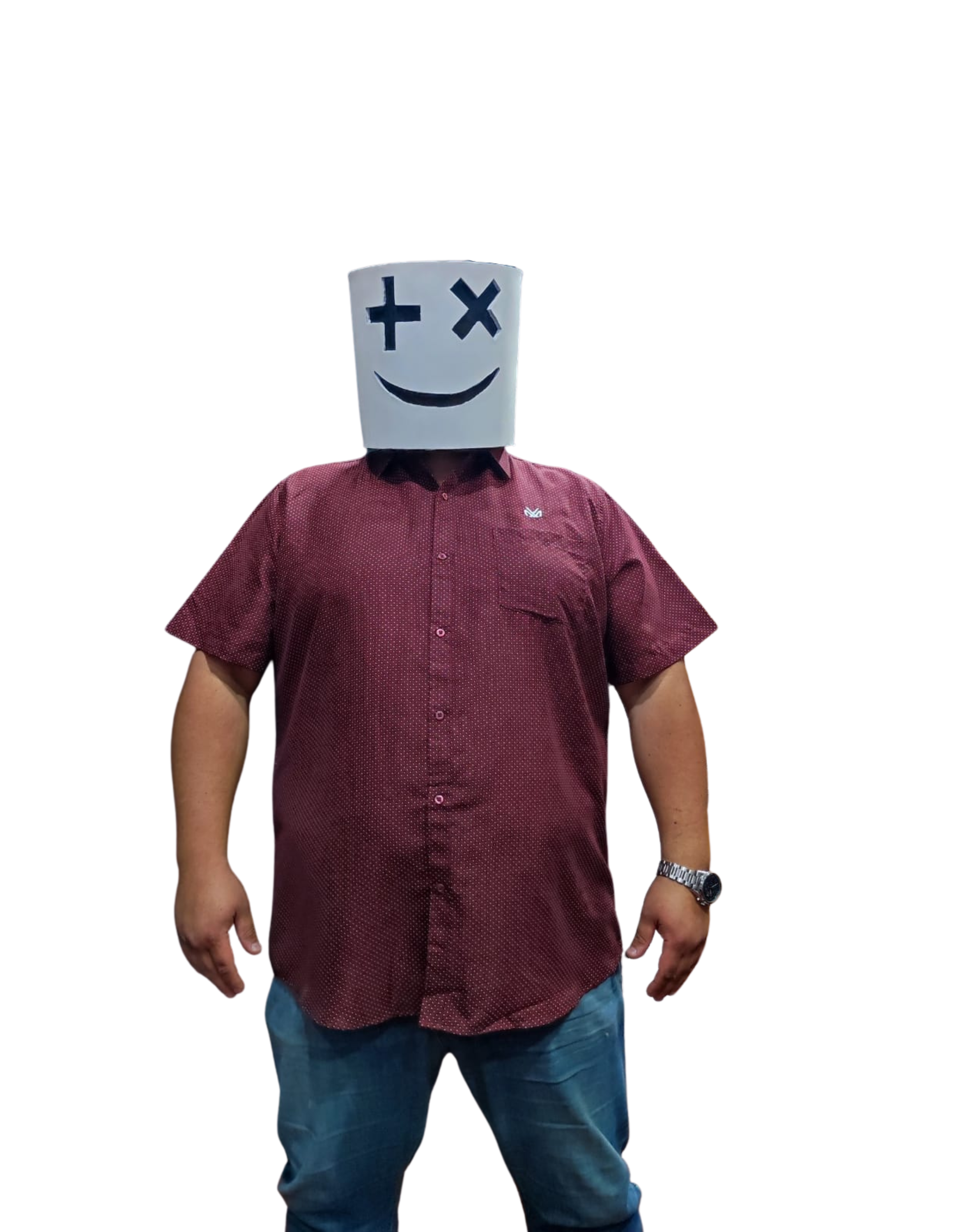 Camisa manga corta burdeo puntos Tallas grandes | MASX Chile