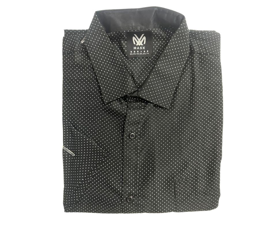 Camisa manga corta negro puntos m3 Tallas grandes | MASX Chile