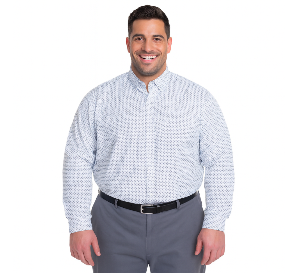 Camisa manga larga fantasía estampada regular fit 572 diseño celeste medio | MASX Chile