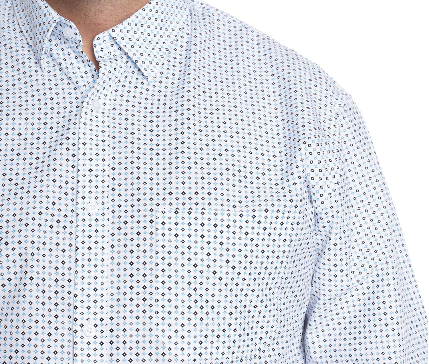 Camisa manga larga fantasía estampada regular fit 572 diseño celeste medio | MASX Chile