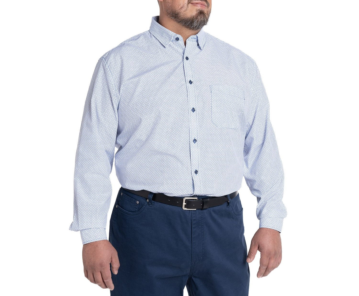 Camisa manga larga fantasía estampada regular fit 577 diseño azul Tallas grandes | MASX Chile