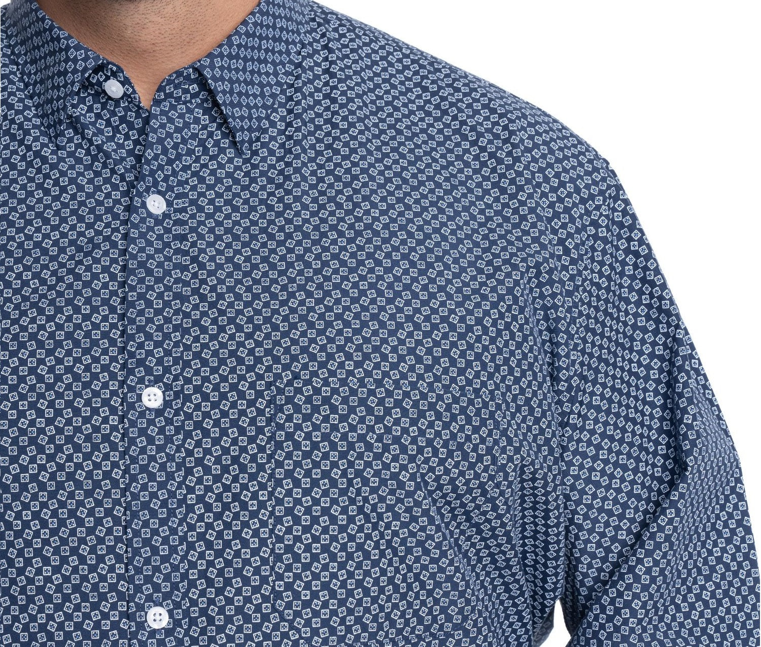 Camisa manga larga fantasía estampada regular fit 579 diseño azul marino | MASX Chile