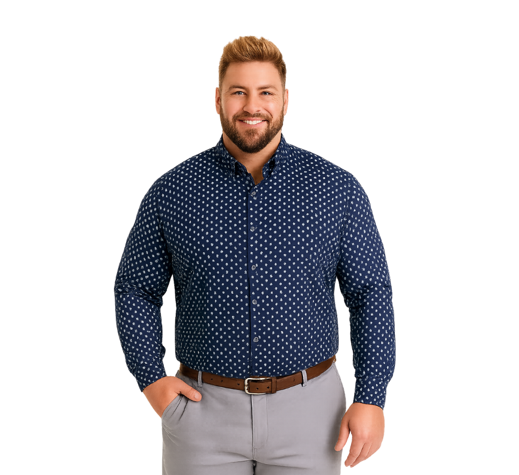 Camisa manga larga fantasía estampada regular fit diseño 005 Tallas grandes | MASX Chile