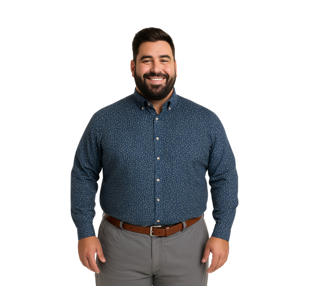 Camisa manga larga oxford slim fit estampada 001 Tallas grandes | MASX Chile