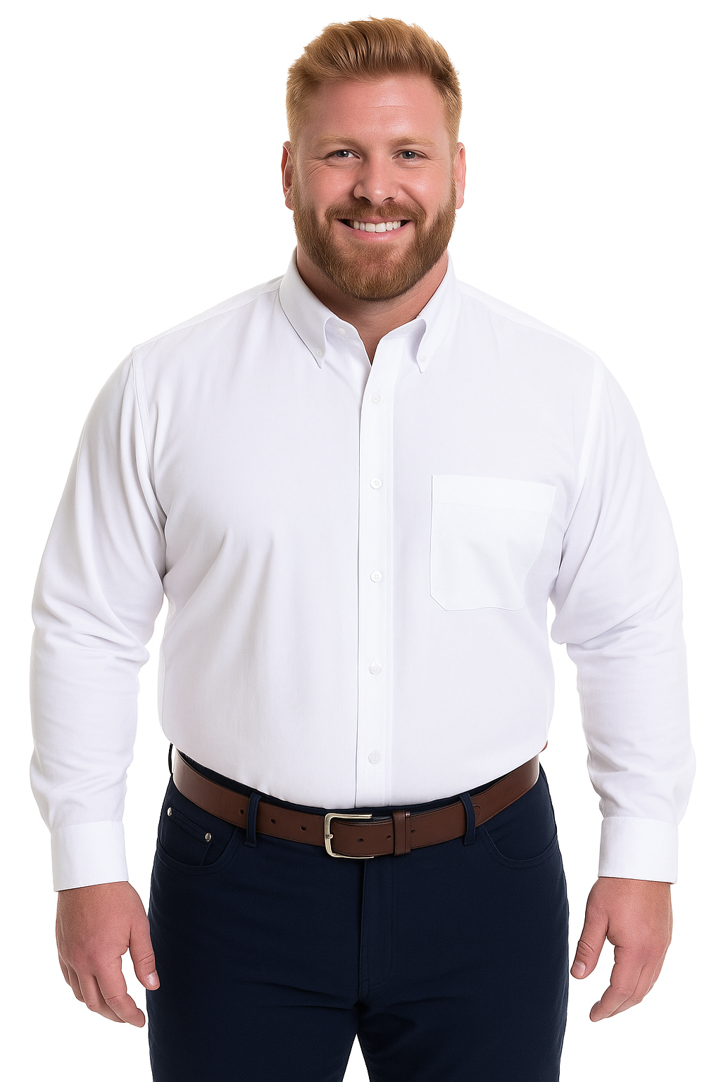 Camisa oxford blanca lisa regular fit M/L Tallas grandes | MASX Chile