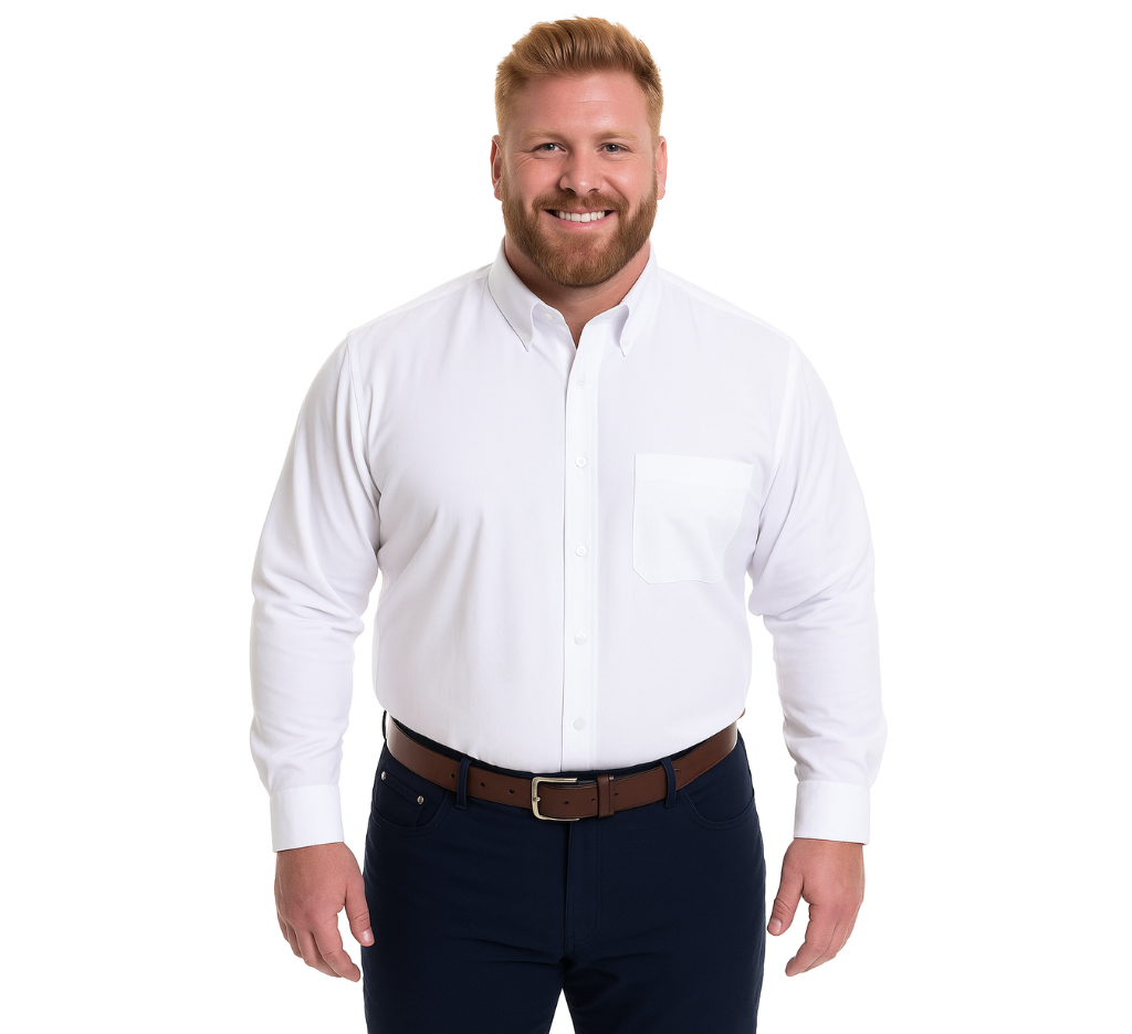 Camisa oxford blanca lisa regular fit M/L Tallas grandes | MASX