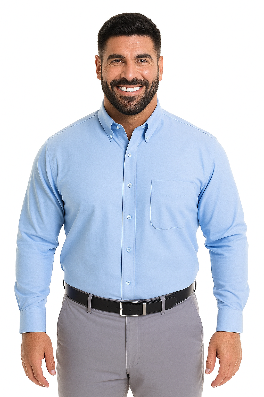 Camisa oxford celeste claro lisa M/L Tallas grandes | MASX Chile