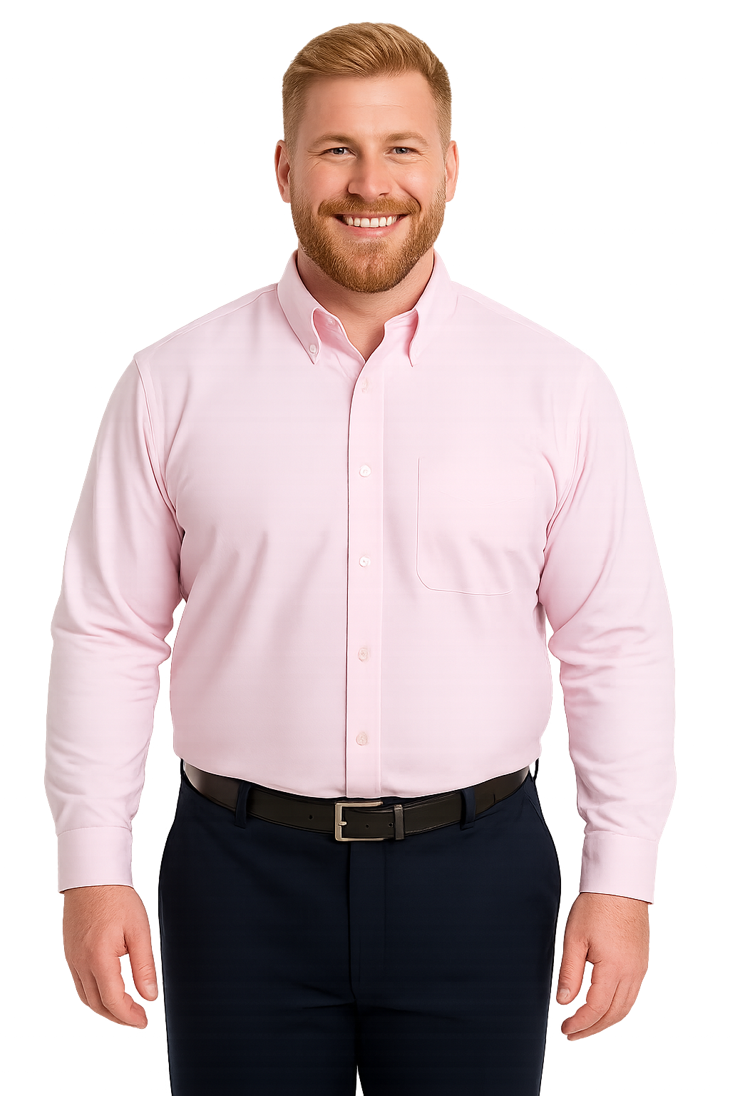 Camisa oxford rosado claro lisa regular fit M/L Tallas grandes | MASX Chile