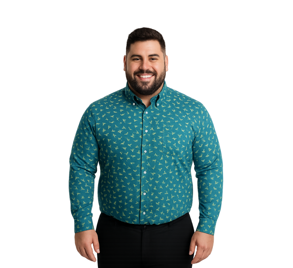 Camisa oxford slim fit estampada spandex 001 Tallas grandes | MASX Chile
