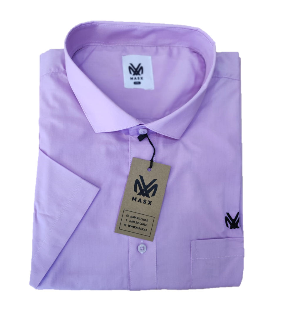 Camisa semiformal purpura lisa m/c Tallas grandes | MASX Chile