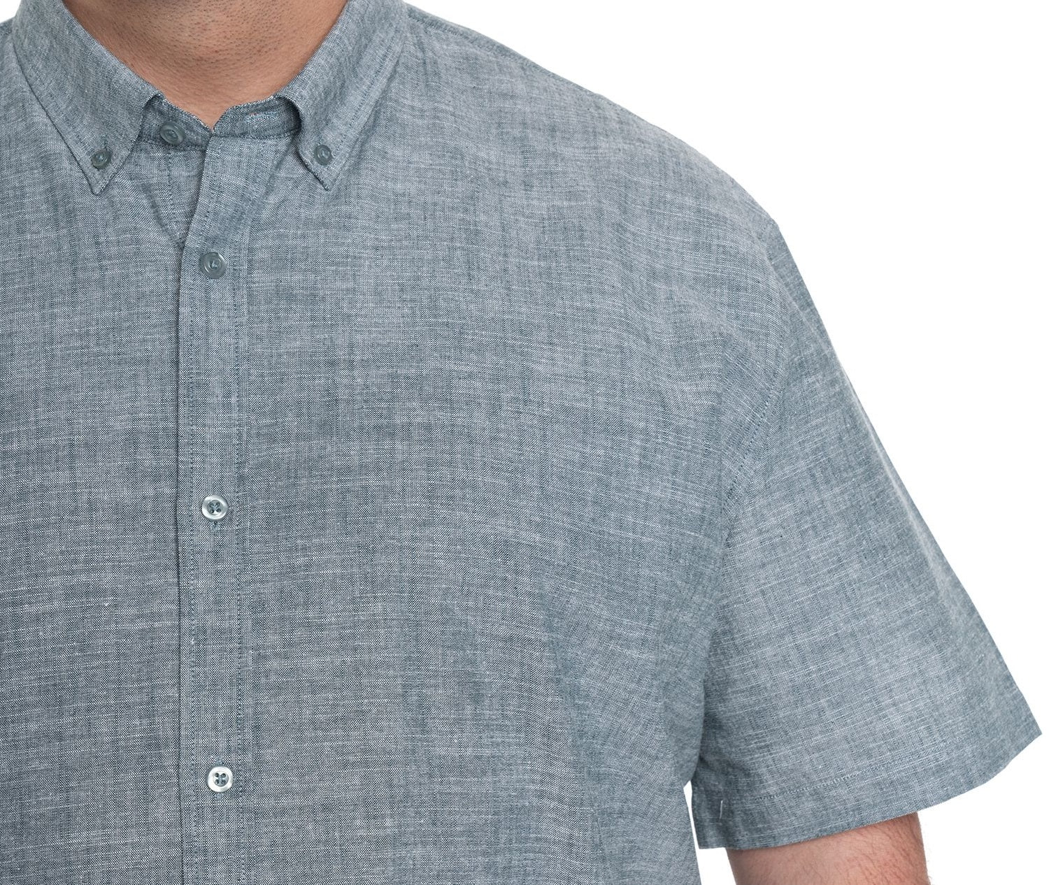 Camisa slub 016 verde petróleo look lino regular fit | MASX Chile