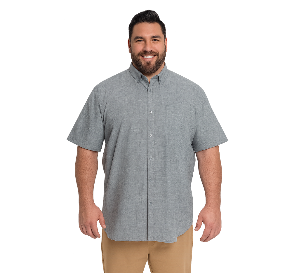 Camisa slub 071 celeste claro look lino M/C regular fit | MASX Chile