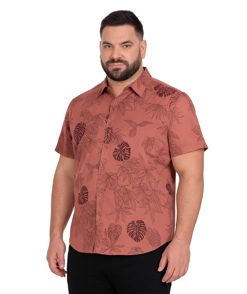 Camisa guayabera regular fit - diseño 598 coral