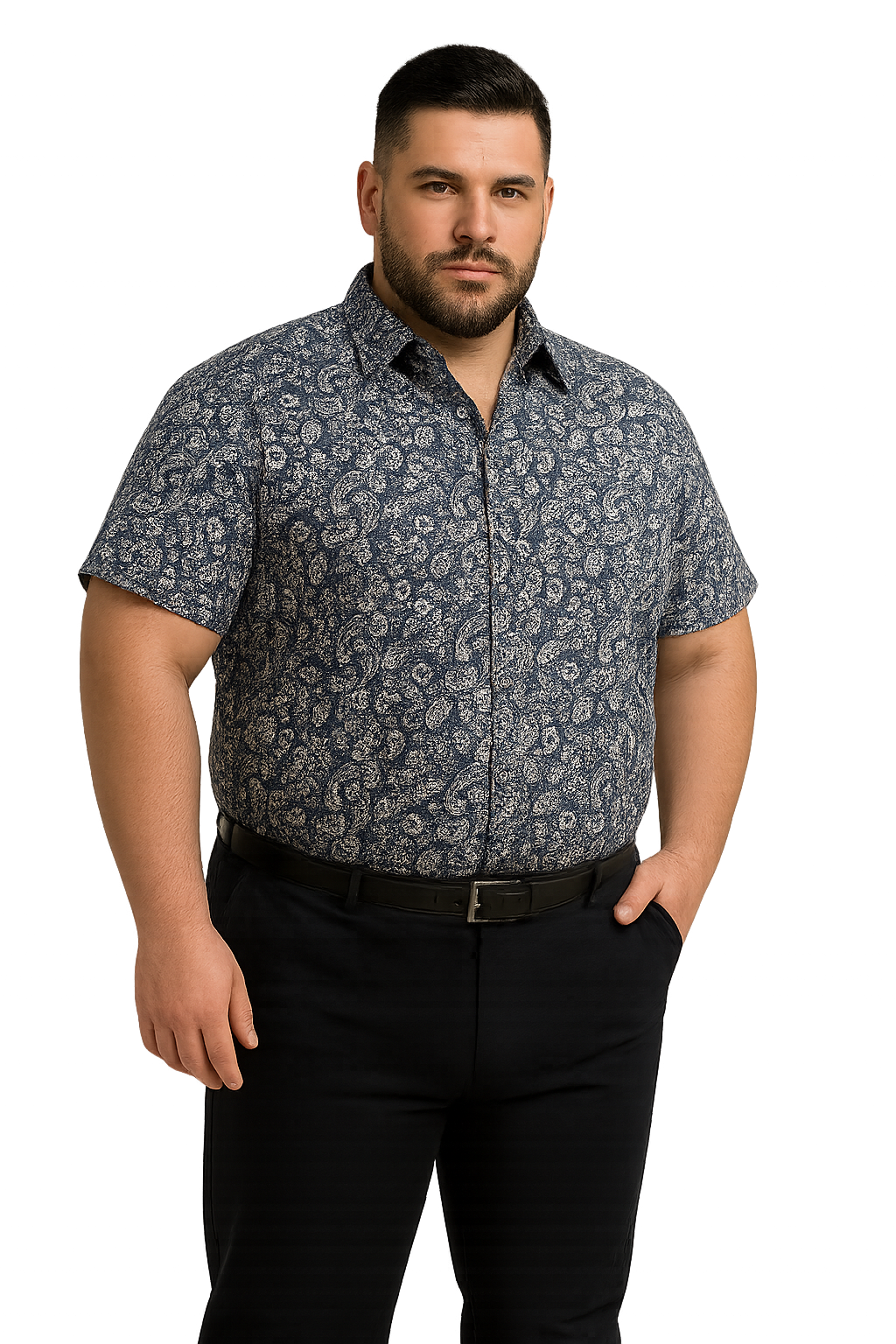 Camisa guayabera slim fit azul marino