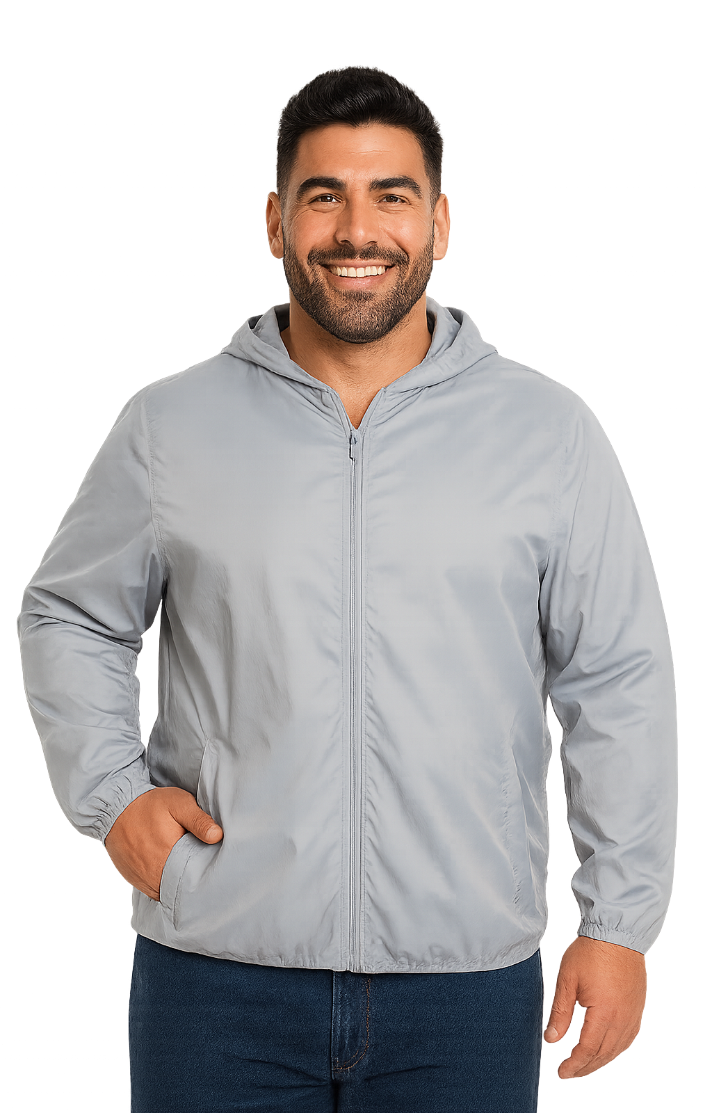 Cortaviento deportivo 003 gris medio Tallas Grandes | MASX Chile