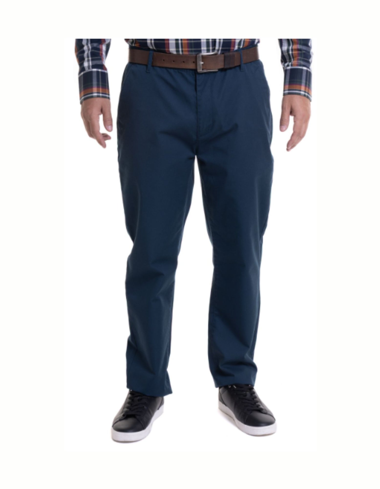 Pantalón frente plano slim fit spandex 079 azul marino Tallas Grandes Hombre | MASX Chile