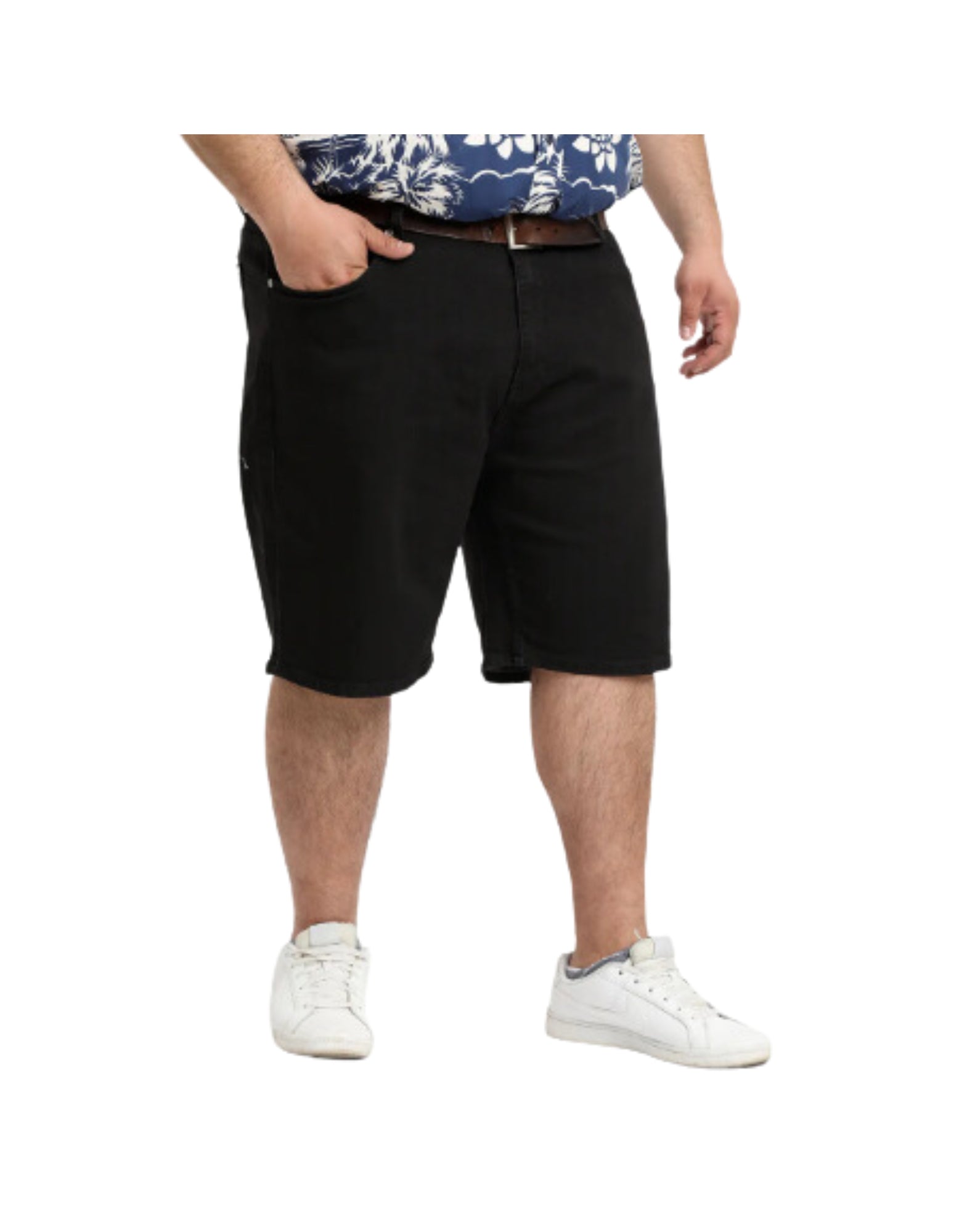 Bermuda denim mezclilla negro elasticado – Tallas Grandes